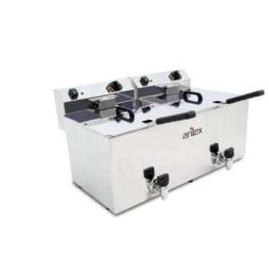 Freidora eléctrica EVOLUTION con grifo capacidad 12+12 litros con potencia 4,5+4,5 kw monofásica con contactor