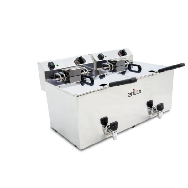 Freidora eléctrica EVOLUTION con grifo capacidad 12+12 litros con potencia 7,5+7,5 kw trifásica con contactor