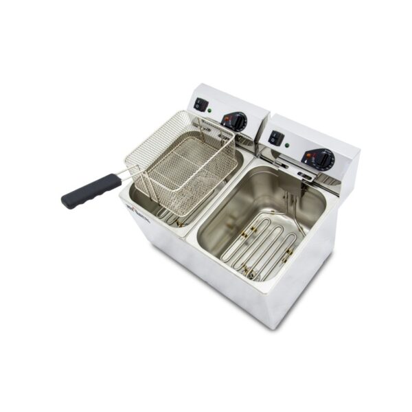 Freidora eléctrica EVOLUTION sin grifo capacidad 10+10 litros con potencia 3,5+3,5 kw monofásica con contactor
