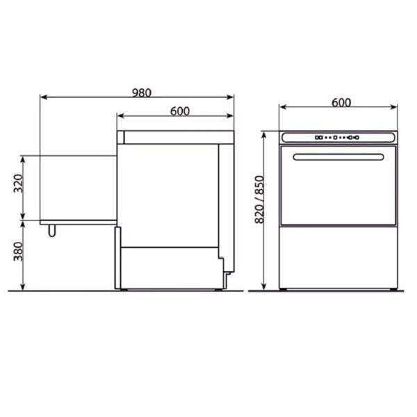 Lavavajillas Industrial Marchef GE-500 - Cesta 50x50 cm